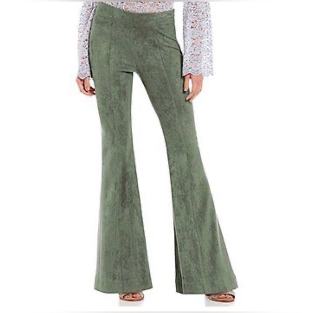 Gianni Bini Maureen Faux Suede Flare Bell Bottoms high Waist Pants size Large - Picture 1 of 8
